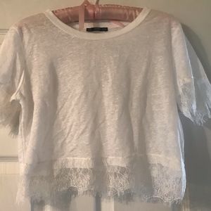 Zara Collection Woman/Basic Semi-Sheer Cropped Tee